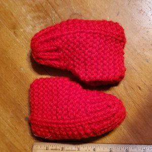 Vintage red hand-knit slippers